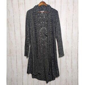 Charcoal Knit Duster Cardigan XL Boho Witchy Whimsigoth Cozy Grunge Layering Emo